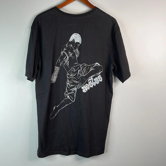 MARTIAL ARTS Born To Be Muay Thai Mens Black Graphic Crewneck T-Shirt Gold XXL - Picture 8 of 11